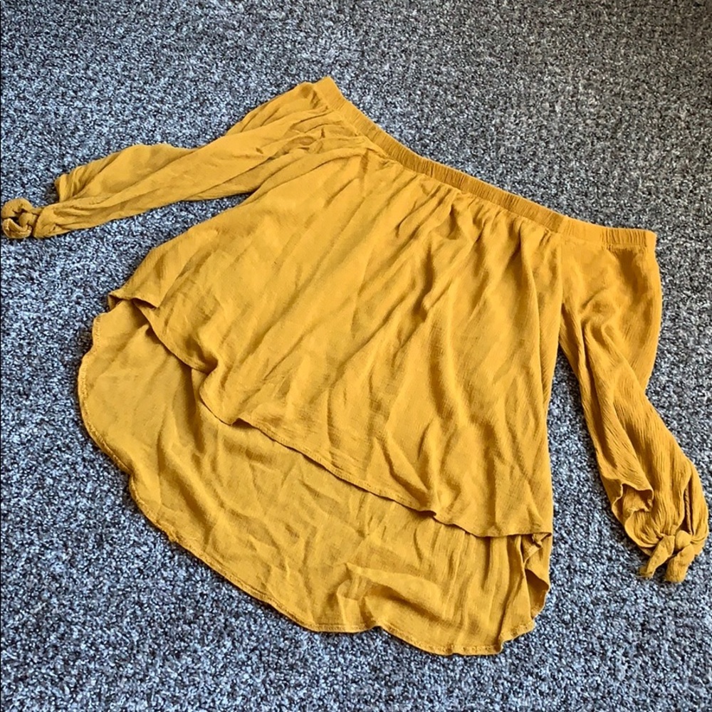 Burnt Yellow Off The Shoulder Top